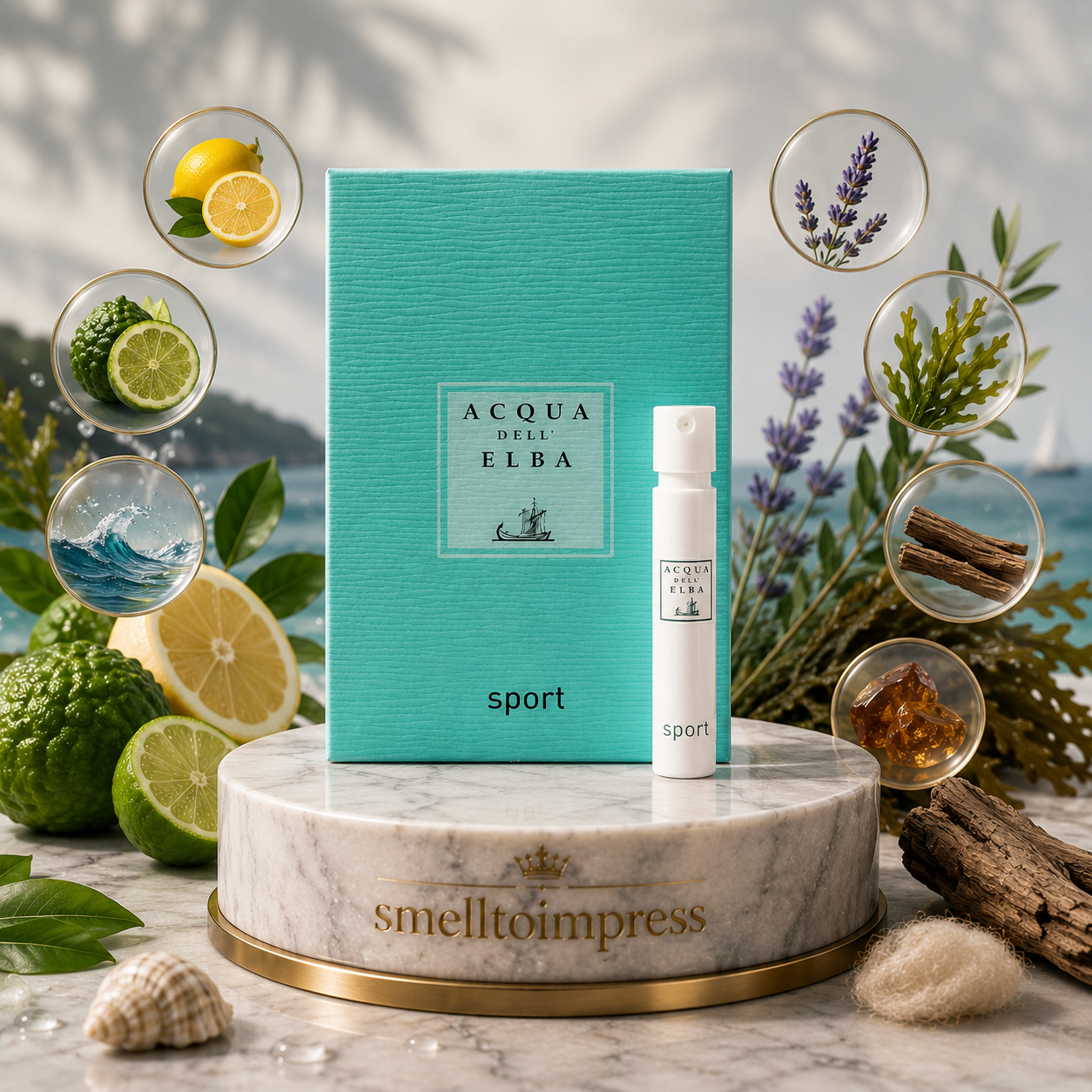zdjęcie oficjalnej próbki perfum Acqua Dell' Elba Sport 1,2 ml 0,04 fl. oz
