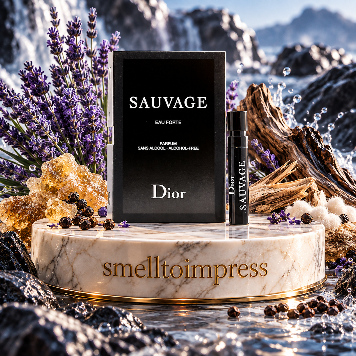 zdjęcie oficjalnej próbki perfum Christian Dior Sauvage Eau Forte EDP 1 ml od Smelltoimpress
