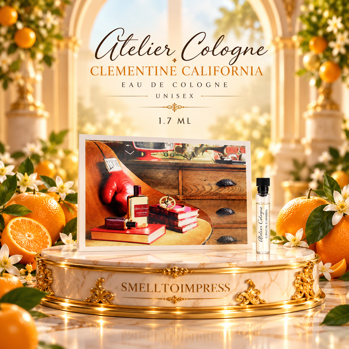 zdjęcie oficjalnej próbki perfum Atelier Cologne Clementine California Eau De Cologne 1,7 ml
