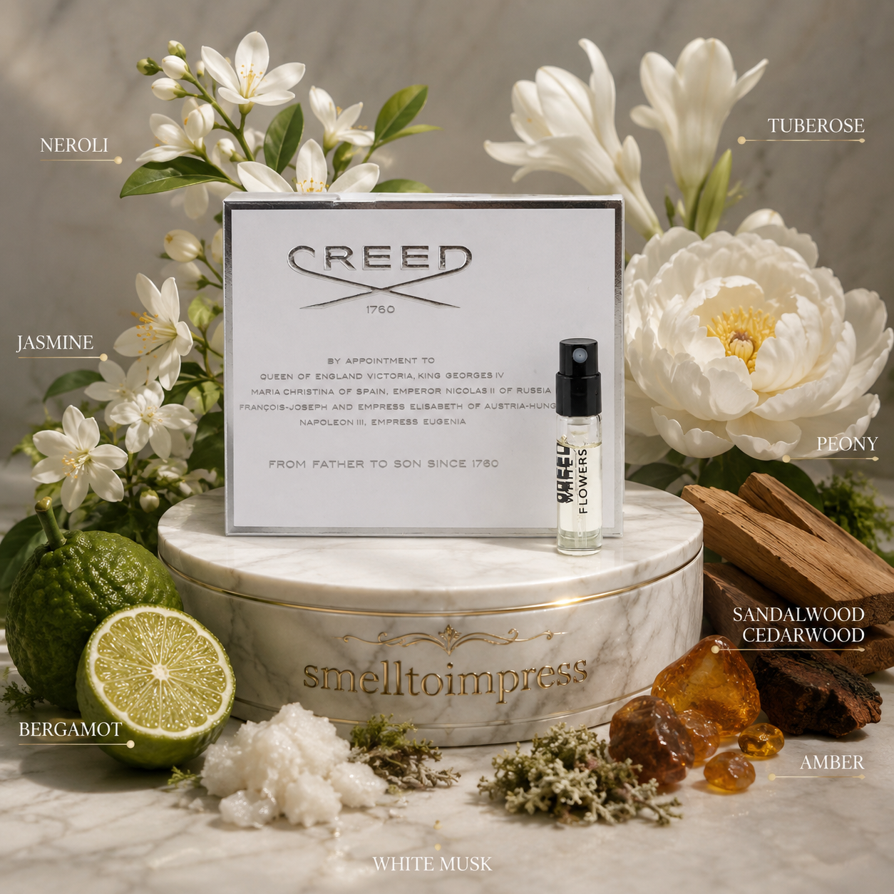 Creed White Flowers oficjalna próbka perfum 2 ml 0,06 fl. oz.