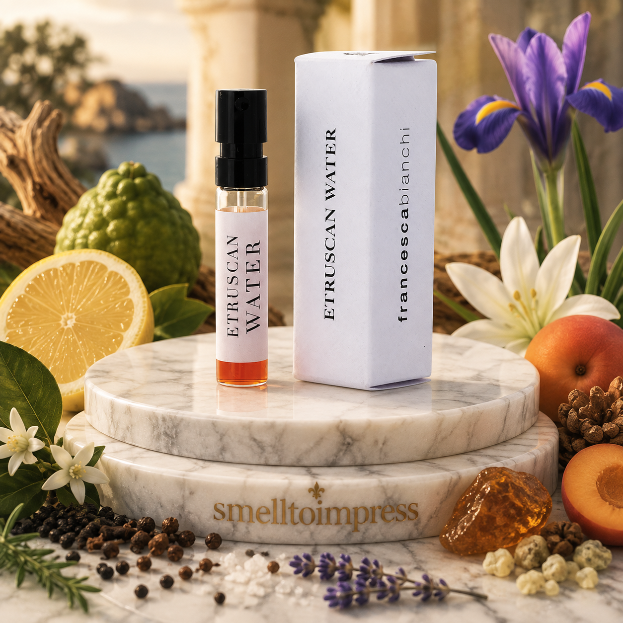 zdjęcie oficjalnej próbki perfum Francesca Bianchi Etruscan Water 1,5 ml 0,07 fl. oz