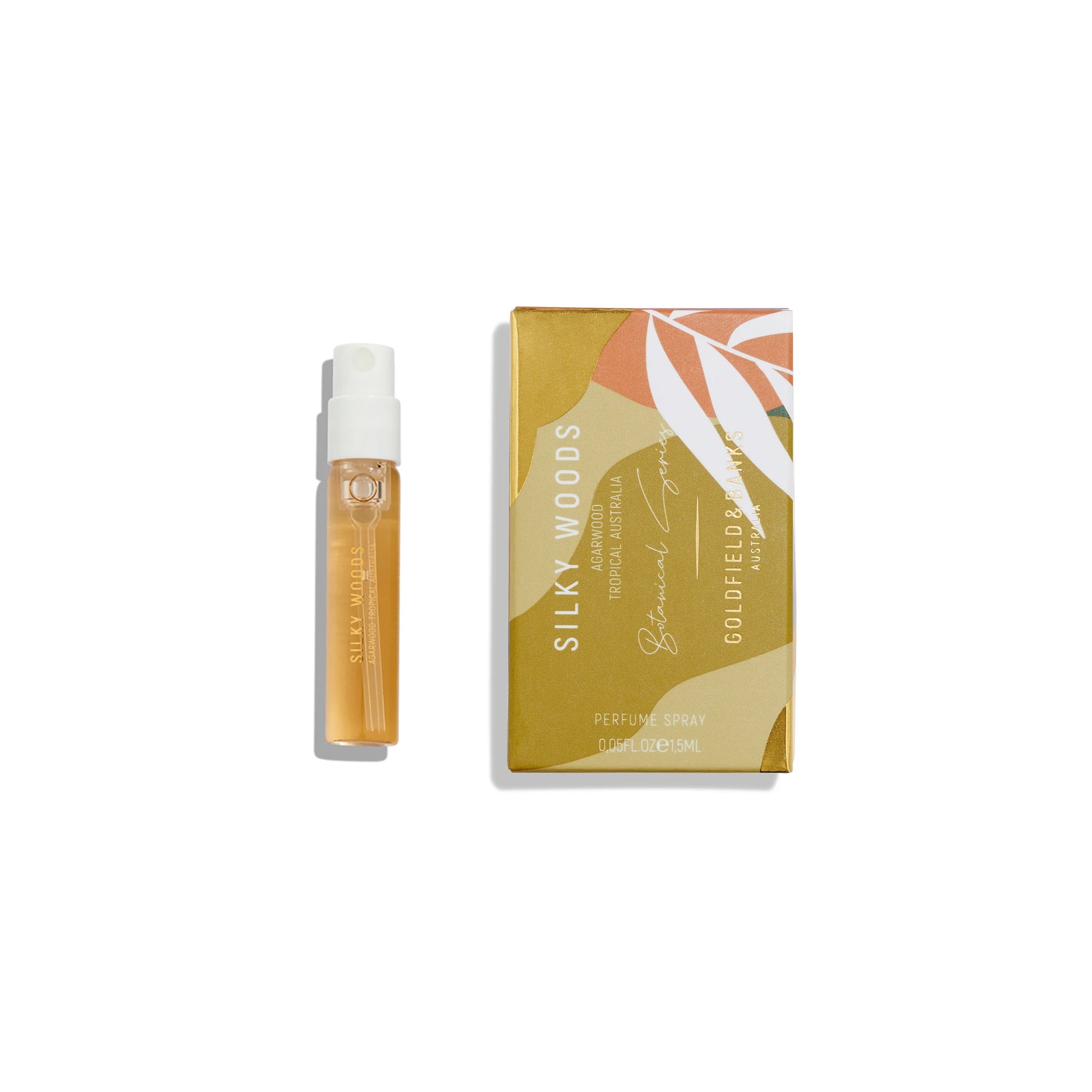 Próbka perfum Goldfield and Banks Silky Woods 2 ml – oficjalny flakon niszowych perfum z Australii, zapach unisex z luksusowymi drzewnymi nutami.