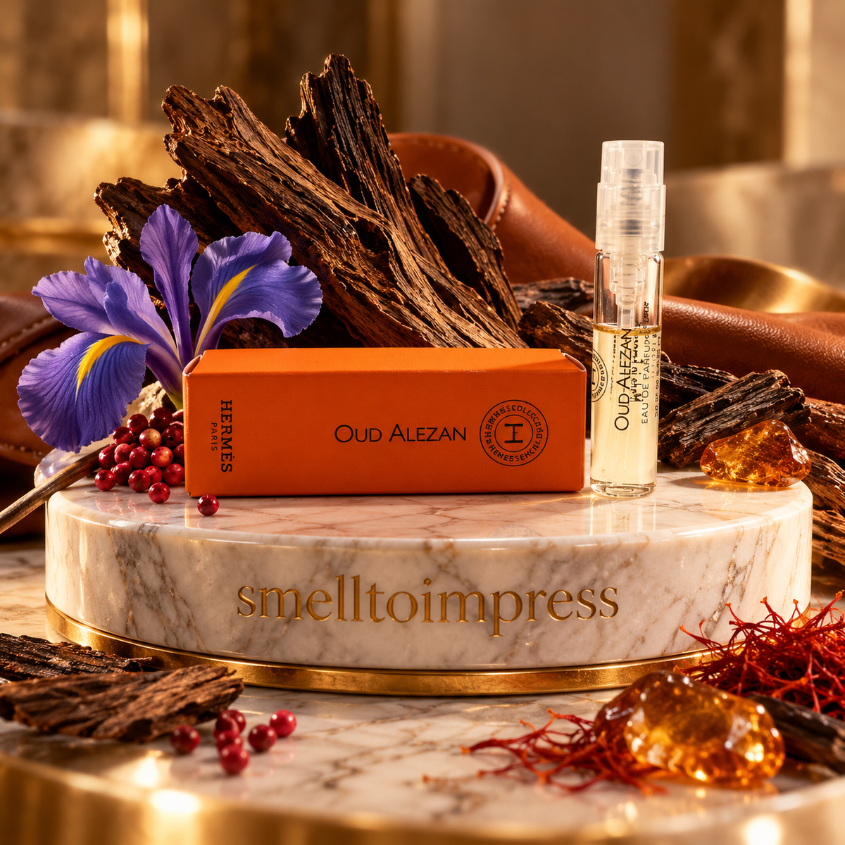 zdjęcie oficjalnej próbki perfum Hermes Hermessence Oud Alezan 2 ml