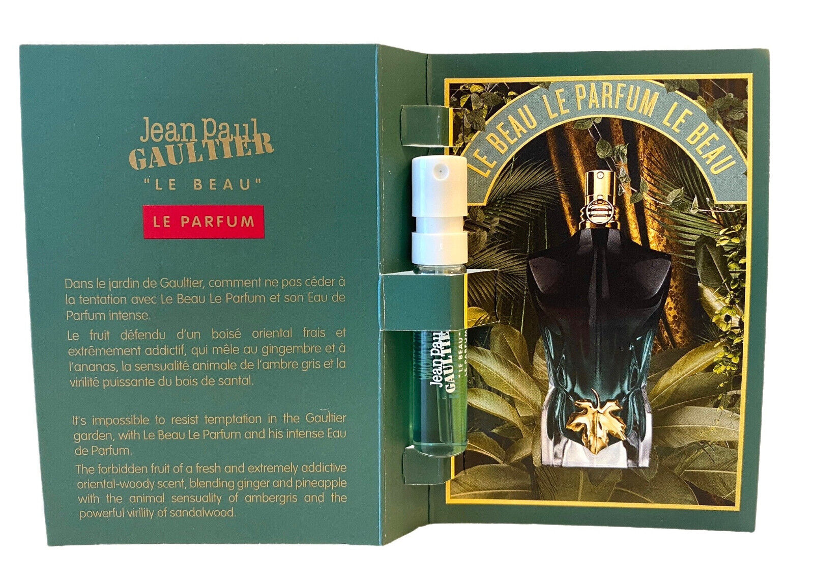 Oficjalna próbka perfum Jean Paul Gaultier Le Beau Le Parfum Intense, tester zapachu Jean Paul Gaultier Le Beau Le Parfum Intense