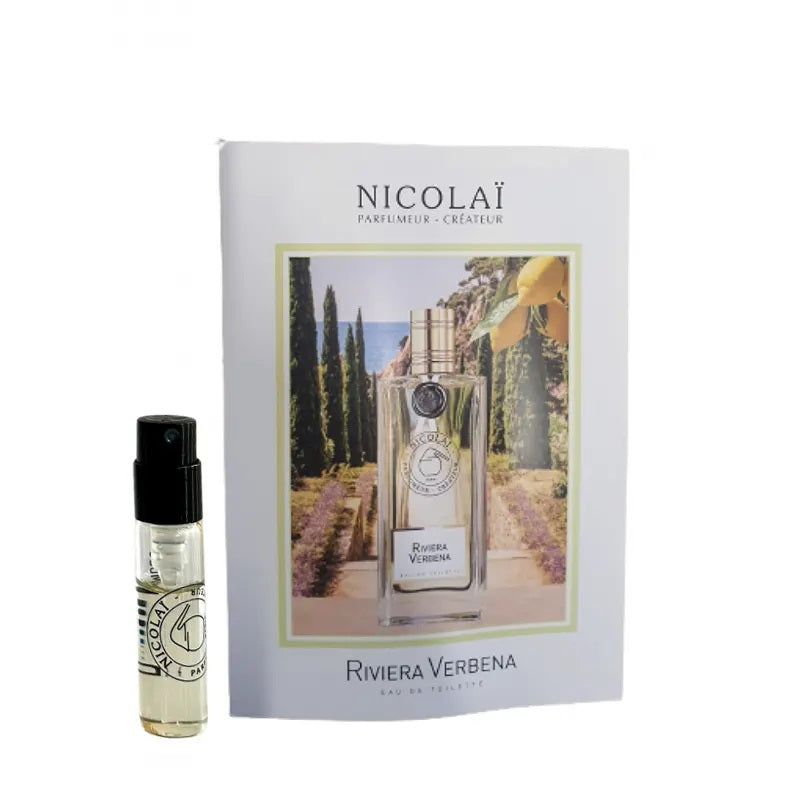 oficjalne próbki perfum Nicolai Riviera Verbena o pojemności 1,8 ml i pojemności 0,07 uncji.