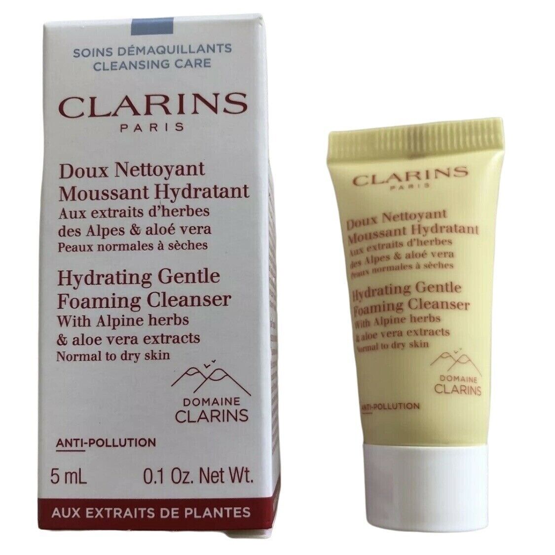 Próbka mini produktu do pielęgnacji skóry Clarins Hydrating Gentle Foaming Cleanser 5 ml, 0,1 uncji. Skóra normalna i sucha